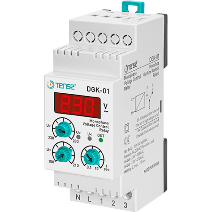 Monofaze Dijital Aşırı-Düşük Gerilim Kontrol Rölesi Tense DGK-01