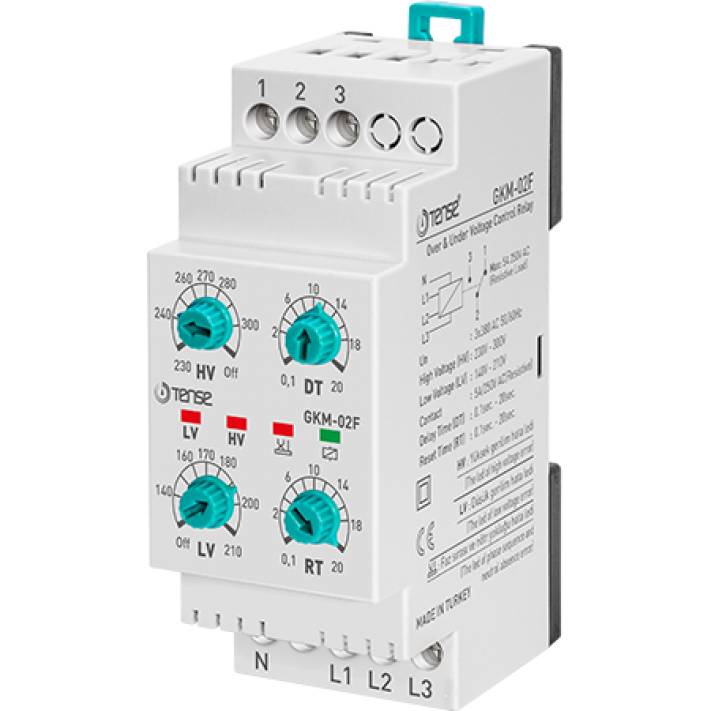 Trifaze Aşırı -Düşük Gerilim Kontrol Rölesi Tense GKM-02F