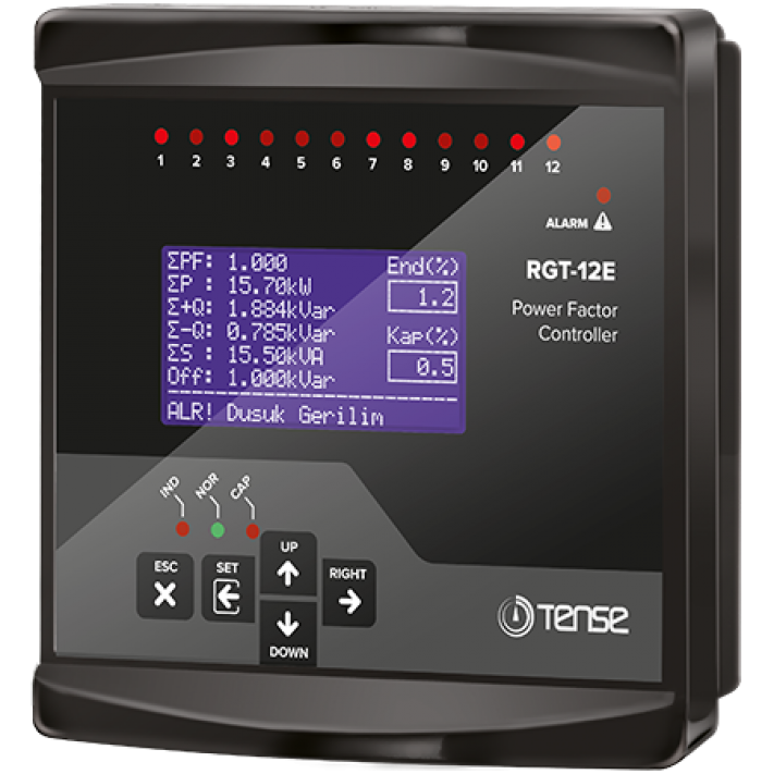 Reaktif Güç Kontrol Rölesi LCD Ekranlı Tense RGT-12E