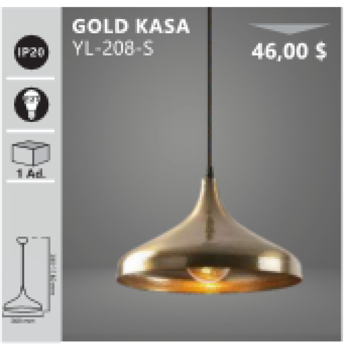 Gold Kasa Dekoratif Sarkıt