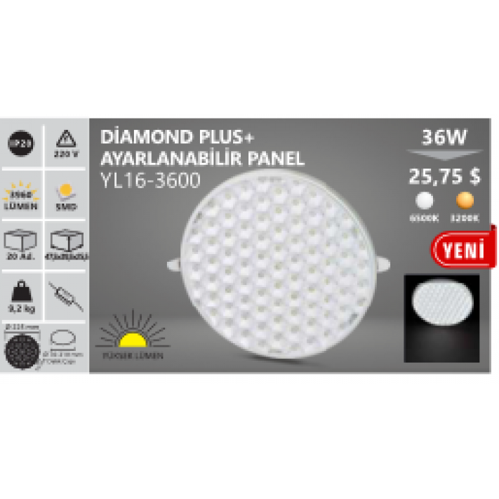 36W Ayarlanabilir Plus Led Panel