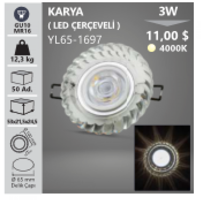 3W Ledli Karya Kristal Kasa