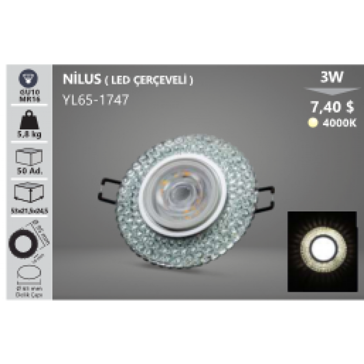 3W Ledli Nilus Kristal Kasa