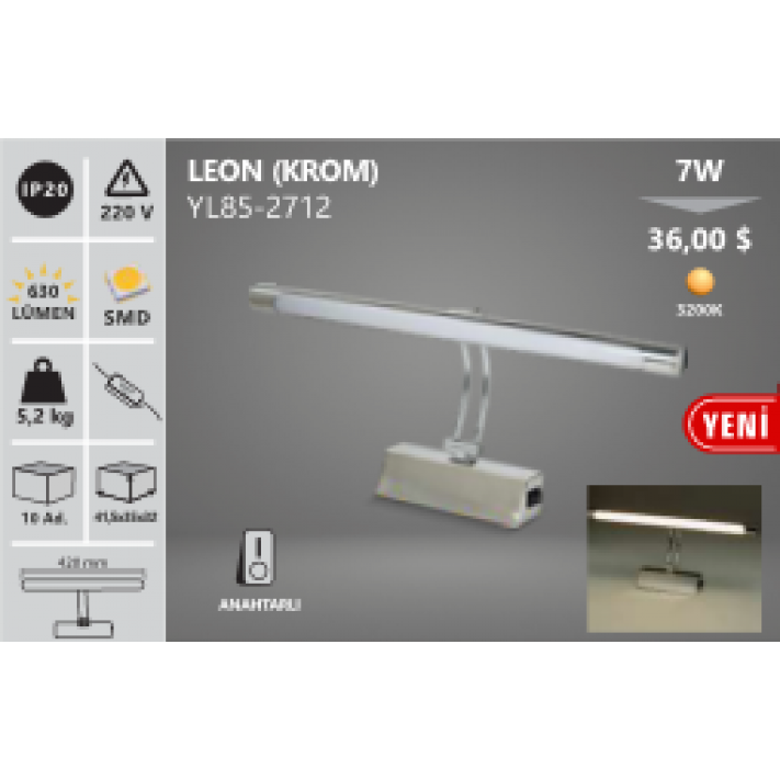 7W Krom Leon Led Aplik